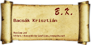 Bacsák Krisztián névjegykártya